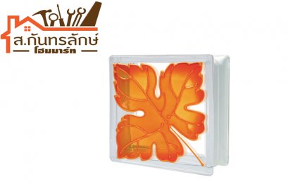 บล๊อกแก้ว ใบไม้สีส้ม ช้างแก้ว