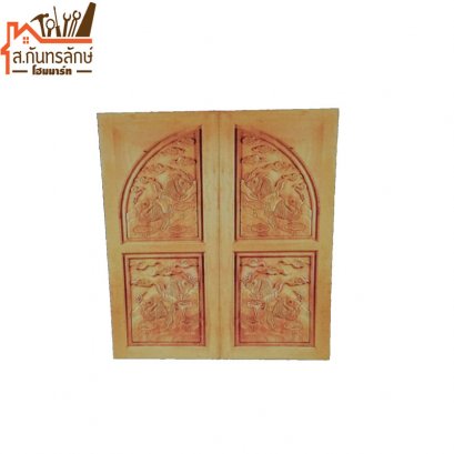 ประตูแกะสลัก 90x200 S910-2(ลายปลาคู่)