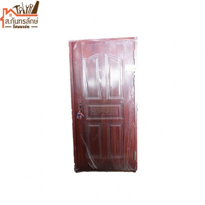 ประตูเหล็ก 80x200(D209L) สีโอ๊คเข้ม