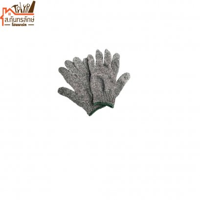 ถุงมือผ้า เทาขอบสีเขียว