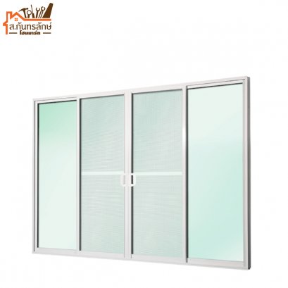 ประตู อลูมิเนียม 285x200 4 บานเลื่อน สีขาว