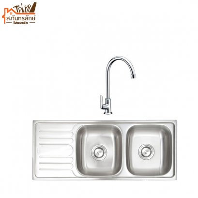 อ่างซิงค์ล้างจาน 495.39.294 HAFELE 2 หลุมมีที่พัก+ก๊อก