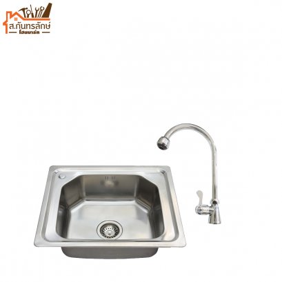 อ่างซิ้งล้างจาน CK5243+VOS4409 Vegarr 1 หลุม ไม่มีที่พัก+ก๊อก