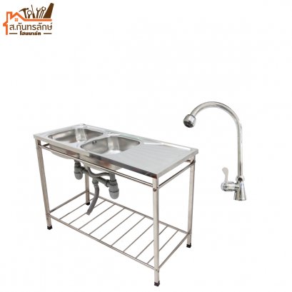 อ่างซิงค์ล้างจาน D1251+ST+9S Vegarr 2 หลุม มีพัก+ก๊อก