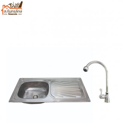 อ่างซิงค์ล้างจาน D403L+VOS4409 Vegarr 1 หลุม มีที่พัก+ก๊อก