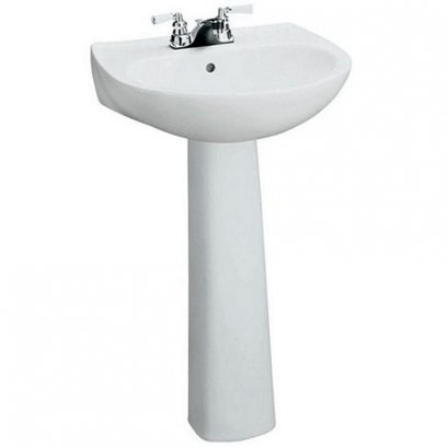 อ่างล้างหน้า+ขาตั้ง KCH-B-WCL03F2-6 ชารอท กลม สีขาวลายดอกไม้