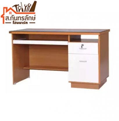 โต๊ะทำงานกระจกสีชา TB-121 บีช/ขาว MKT