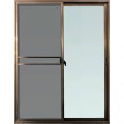 ประตูอลูมิเนียม 160x200(เลื่อนคู่) สีชา+มุ้งลวด โปรเทค