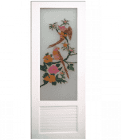 ประตูไวนิลกระจกครึ่งบาน 70x180 CITY DB819R+วงกบประตู