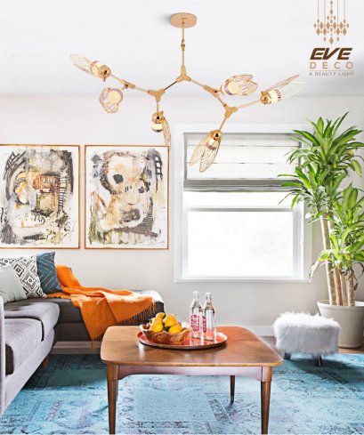 โคมไฟแขวนเพดาน รุ่น EVE-00094 สำหรับใส่หลอด G4 จำนวน 6 หลอด