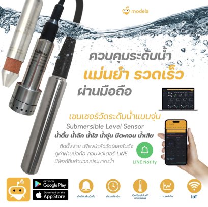 เซนเซอร์วัดแรงดันน้ำแบบจุ่ม IoT Water Level  Transducer สายยาว 10 เมตร