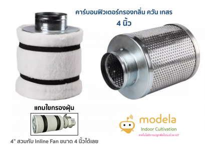 คาร์บอนฟิลเตอร์ 4 นิ้ว Activated Carbon Filter สำหรับต่อกับพัดลมดูดอากาศ Inline Fan