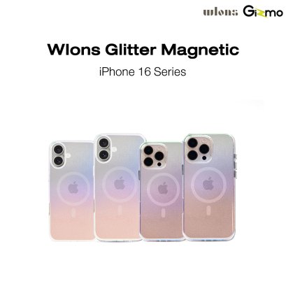 Wlons Glitter Magnetic Case เคสใสกลิตเตอร์ โฮโลแกรมไล่สี สำหรับไอโฟน 16/16+/16pro/16promax