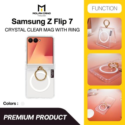 Molan Cano for Samsung Z Flip 7 Crystal Clear Magsafe with Ring เคสใสพร้อมวงแหวน รองรับ Magsafe