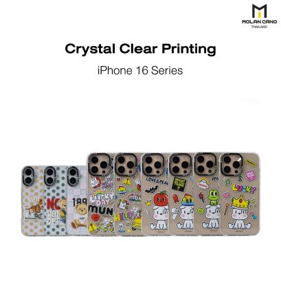 MOLAN CANO Crystal Clear Printing Case รุ่น iPhone 16/16+/16pro/16Pro Max เคสไอโฟน เคสกันรอย-ขอบสีใสสกีนลาย