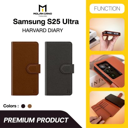 HANA Harvard Diady Case เคสฝาพับมีช่องใส่บัตร Samsung สำหรับซัมซุง S25 Ultra