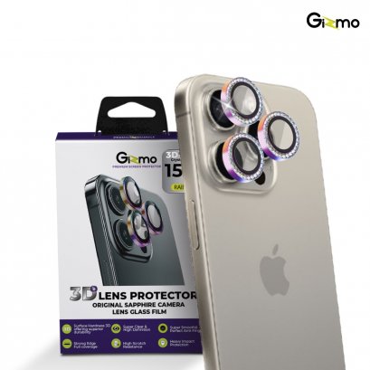 Gizmo ฟิล์มเลนส์ขอบอลูเพชร Diamond Aluminum Lens for 15 P /15 PM สี เงิน,ทอง,รุ้ง GL-003