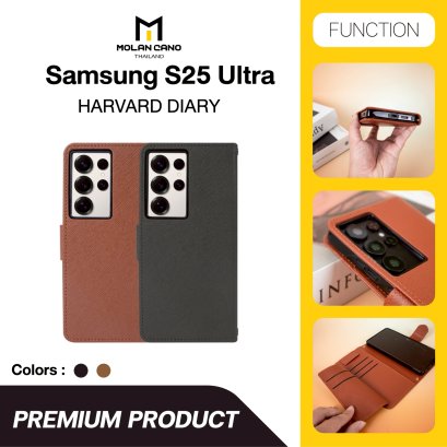 HANA Harvard Diady Case เคสฝาพับมีช่องใส่บัตร Samsung สำหรับซัมซุง S25 Ultra