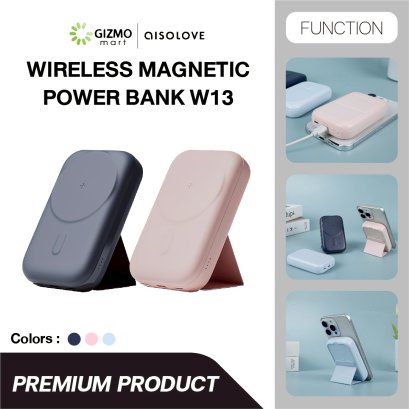 AISOLOVE Wireless Magnetic  แบตสำรองพกพา 10,000 mAh ระบบแม่เหล็ก Magsafe มีขาตั้งพับได้ รุ่น W13