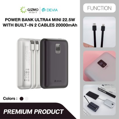 Devia Power Bank Ultra4 MINI 22.5W With Built-in 2 Cables 20000mAh รุ่น EP208 พาวเวอร์แบงค์แบตสำรอง