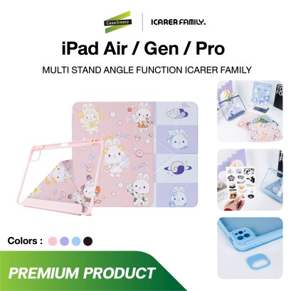 Gizmo Icarer Family  iPad เคสไอแพด Multistand Back Clear With Pencil Holder Black Case