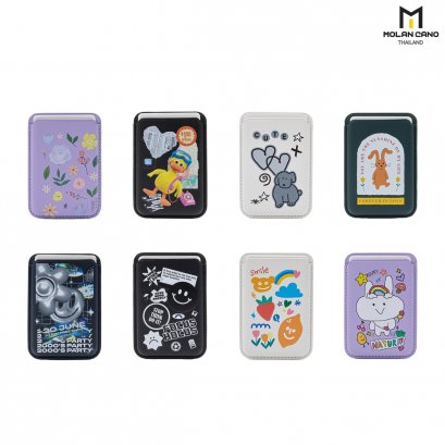 Hana Printing pocket card ช่องเก็บบัตร แบบแม่เหล็ก วัสดุหนัง มีลาย 8 ลาย