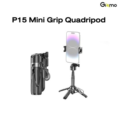 ไม้เซลฟี่ P15 MINI Grip Quadripod 3-in-1 ขาตั้งมือถือไซต์มินิ พกพาง่าย มีรีโมทบลูทูธ เหมาะสำหรับถ่ายภาพ ถ่ายวิดีโอ