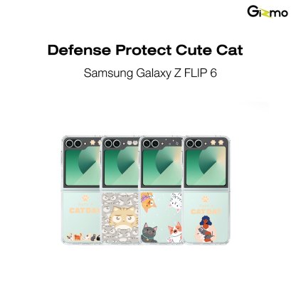 Gizmo Defense Protect Cutecat รุ่น Galaxy Z Flip 6 Printing Case เคสซัมซุง เคสกันรอย-ขอบสีใสสกีนลาย