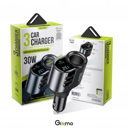 Gizmo ที่ชาร์จในรถยนต์ แบบ PD 1 Port / USB-A 2 Port สำหรับใช้กับช่องจุดบุหรี่ในรถยนต์