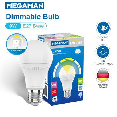 หลอด LED BULB 9W E27 (3 in 1 color สามารถเปลี่ยนแสงได้ถึง 3แสง  วอมไวท์ คลูไวท์ เดย์ไวท์)