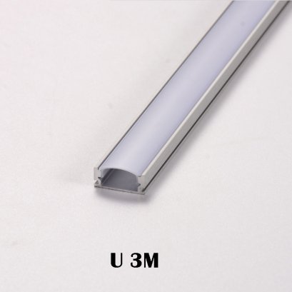 รางไฟเส้น อลูมิเนียมแบบติดลอย U ฝาครอบขุ่น 3m