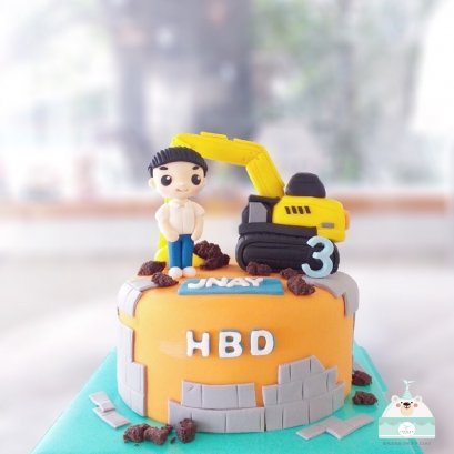 เค้กรถตักดิน เค้กรถแม็คโคร เค้กวันเกิดเด็กผู้ชาย