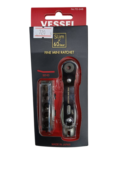 Vessel รุ่น TD-24B ไขควงฟรีขันที่แคบ +1,+2,+3,-4,-6 x 18mm. (งอ)