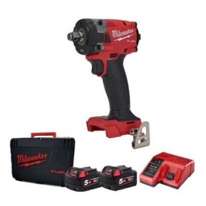 Milwaukee M18 FIW212-502X บล็อกกระแทกไร้สาย 18 โวลต์ 1/2&quot; คอมแพ็ค แบตเตอรี่ 5 แอมป์อาว x 2 ก้อน