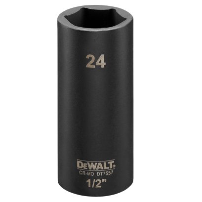 DEWALT รุ่น DT7557-QZ ลูกบ๊อกซ์ 6 เหลี่ยมแบบยาว แกน 1/2 นิ้ว ขนาด 24 มม. ยาว 75 มม.