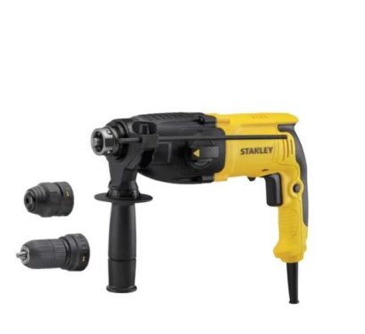 STANLEY รุ่น SHR264KA-B1 (STANLEY)สว่านโรตารี่เปลี่ยนหัวได้ SDS-Plus 26 มม. 800 วัตต์ ชุดกล่องคอมพลีทเซ็ตพร้อมหัวจับดอกสว่านธรรมดาและชุดดอก 5 ชิ้น