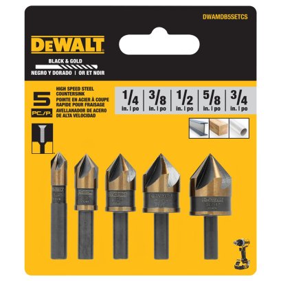 Dewalt รุ่น DWAMDB5SETCS ชุดดอกผายหัวสกรูสำหรับงานเหล็กและวัสดุทั่วไป จำนวน 5 ชิ้น