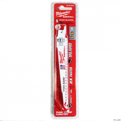 Milwaukee 48-00-5035 ใบเลื่อยซอว์ซอลตัดไม้ 6&quot; Thin Kerf  5 TPI (5 ใบ)