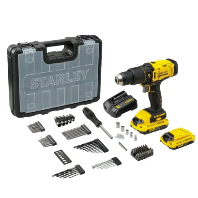 STANLEY รุ่น SCD711D2KA-B1 สว่านกระแทกไร้สาย 20V แบตเตอรี่ 2.0Ah พร้อมชุดดอกสว่าน 100 ชิ้น