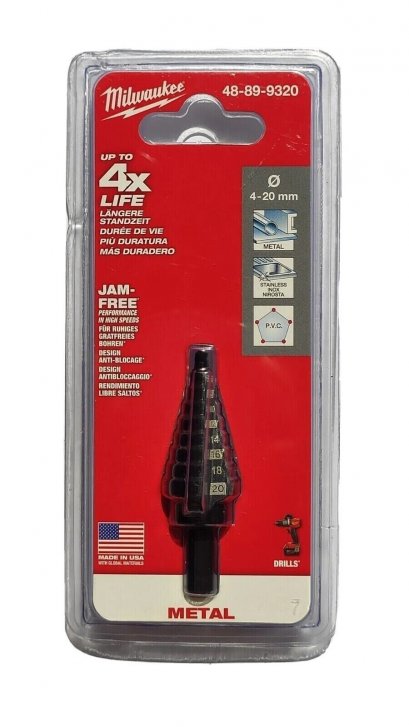 Milwaukee 48-89-9320 Step Drills 4-20 mm (เหล็ก,สเตนเลส,PVC)