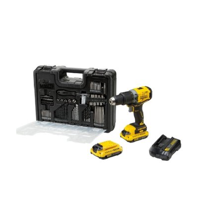 STANLEY รุ่น SBD715D2KA-B1 สว่านกระแทกไร้สาย ไร้แปรงถ่าน 20 โวลท์ พร้อมแบตเตอรี่ 2.0Ah + ดอกสว่าน 100 ชิ้น