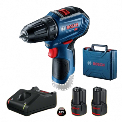 Bosch รุ่น GSR 12 V-30 Brushless สว่านไขควง 12 V แบตเตอรี่ขนาด2.0 Ah  2 ก้อน และแท่นชาร์จเร็ว (06019G90K0)