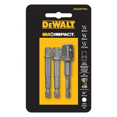 DEWALT รุ่น  DWAADPTMI3  ก้านต่อลูกบล็อกขนาด 1/4, 3/8, 1/2 นิ้ว (3 ชิ้น)