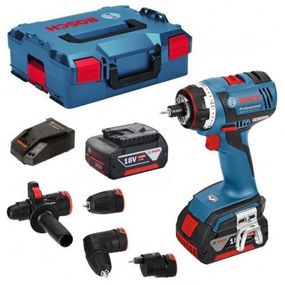 Bosch รุ่น GSR 18V-EC FC2 Brushless สว่านขัน สกรู 18 V แบตเตอรี่ขนาด 4.0 Ah 2 ก้อน  หัวเปลี่ยน 4 รูปแบบ (06019E1170)