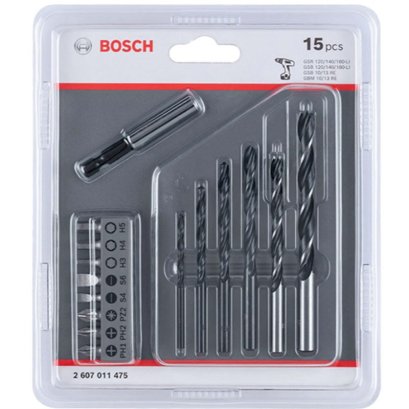 Bosch รุ่น 2607011475 ชุดดอกเจาะไม้เจาะเหล็ก 15 ชิ้น Wood & Metal Drill Bit Accesory Set รหัส 2607011475