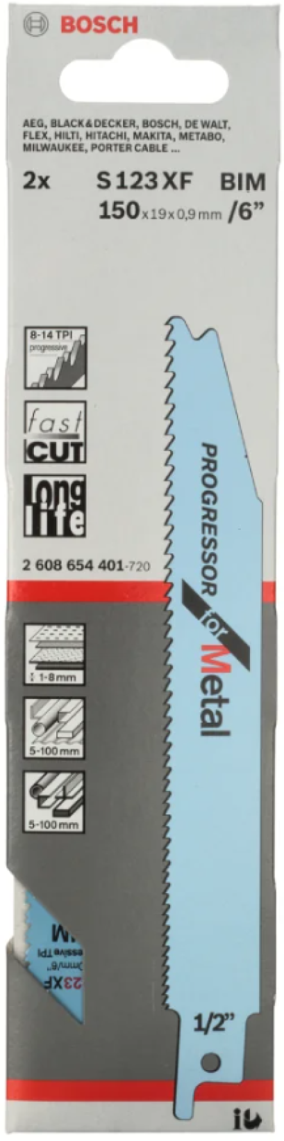 BOSCH รุ่น S123XF - 2 Pcs. ใบเลื่อย เซเบอร์ซอว์ รหัส 2608654401