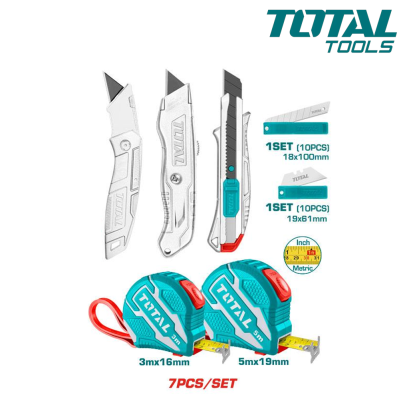 Total รุ่น TOS23036E COMBO SET ชุดที่ 98 มีดคัตเตอร์+ตลับเมตร+ใบมีด รวม 7 ชิ้น/ชุด