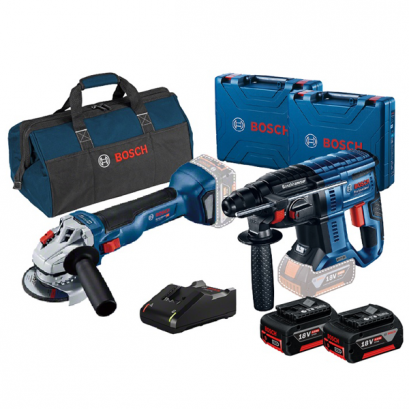 Bosch รุ่น GWS 18 V-10+GBH 180 Li Combo Set (กระเป๋าช่าง+แบต 4 Ah 2ก้อน+แท่นชาร์เร็ว) (0615990M29)