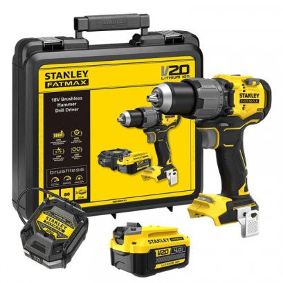 STANLEY รุ่น SBD726M1K-B1 สว่านกระแทกไร้สายไร้แปรงถ่าน V20 รุ่นพรีเมียม 2 สปีด พร้อมแบตเตอรี่ 4AH และแท่นชาร์