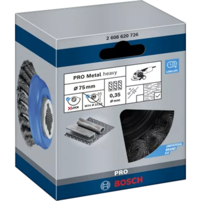 Bosch ถ้วยแปรงแบบเปียสำหรับโลหะ 75มม. X-LOCK ขนาด 0.35 - 0.5 มม. ( 2608620726 )